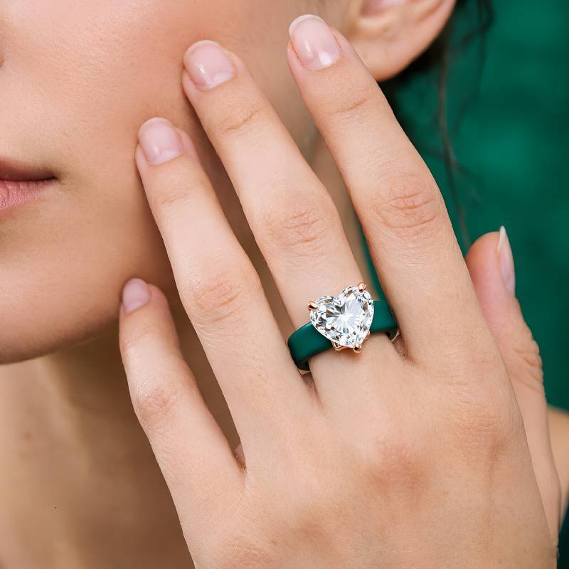 1pc womens colorful silicone ring large rectangular CZ stone silver rose gold pointed inlay comfortable sports wedding ring260530 - view 4