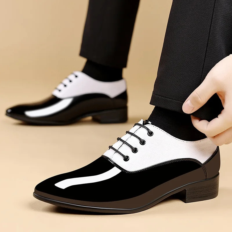 2025 Men Oxford Shoes Patent Leather Men Dress Shoes Pointed Toe Formal Office Shoes High Quality Men Praty Wedding Shoe 251231