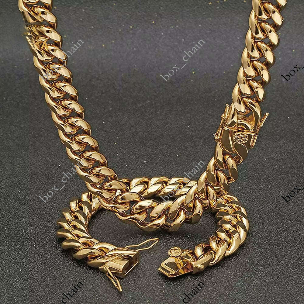 Nuoya 12mm 18k Gold Plated Miami Cuban Men's Hip Hop Thin Sterling Silver Jewelry Curb Chain Necklace