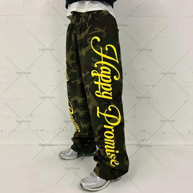 Trendy Streetwear Trousers Women Hip-hop Gothic Harajuku Camouflage Sweatpants Retro Casual Loose Wide-leg Pants Jogger Men 251230