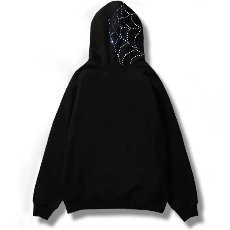Y2K Rhinestone Cobweb Zip Up Oversized Sweatshirt Autumn Goth Hoodie Men Women Grunge Hooded Jacket Streetwear Y2K Clothing 251230