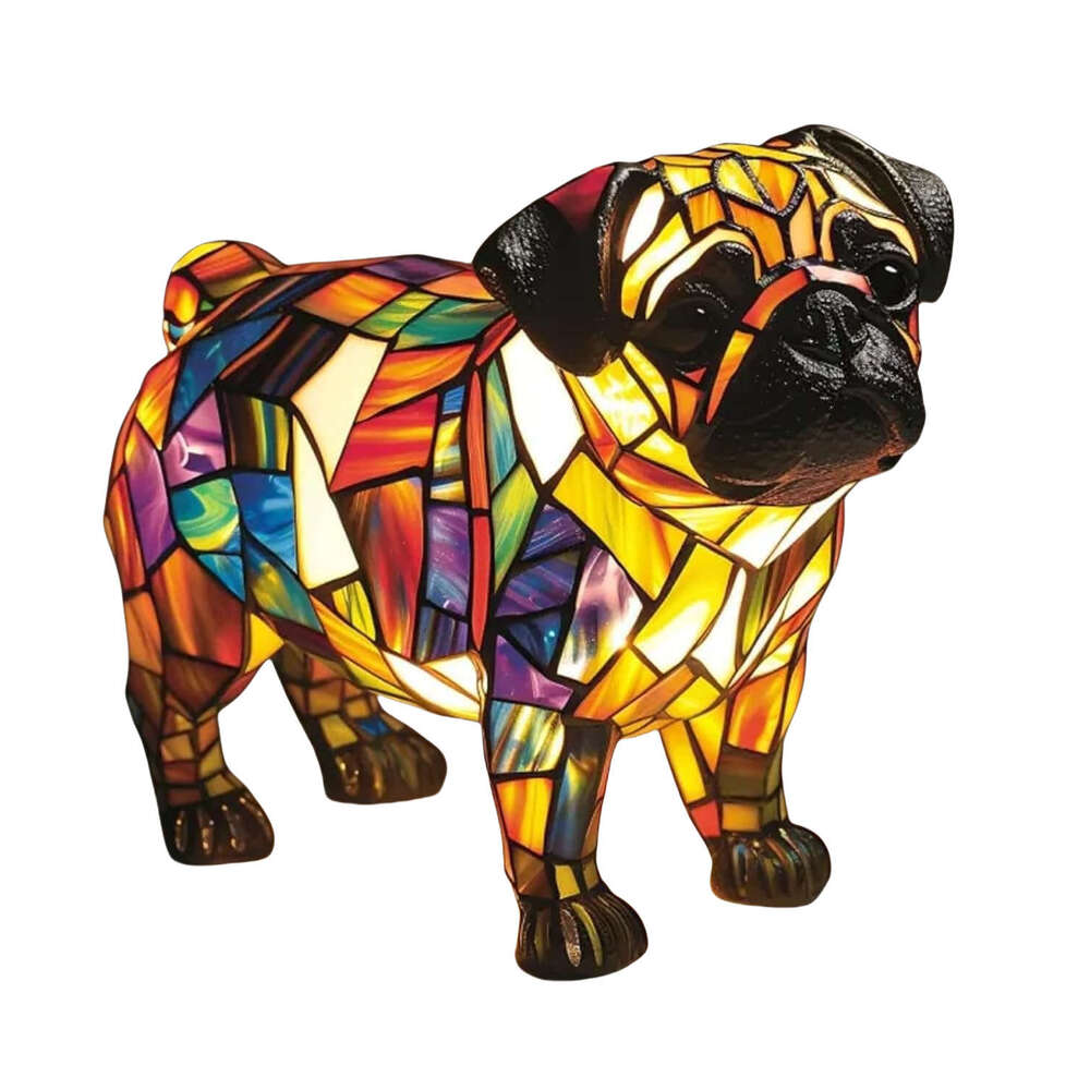 New Dog Series Resin Ornaments, LED Night Lights, Artistic Animal Sculptures, Creative Home and Desktop Decorations
