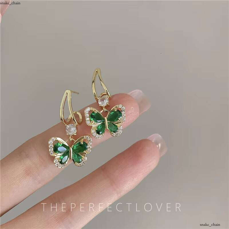 VVS Moissanite gold Korean Retro Fashion S925 Sterling Silver Studs Brass Unique Butterfly Women's Earrings