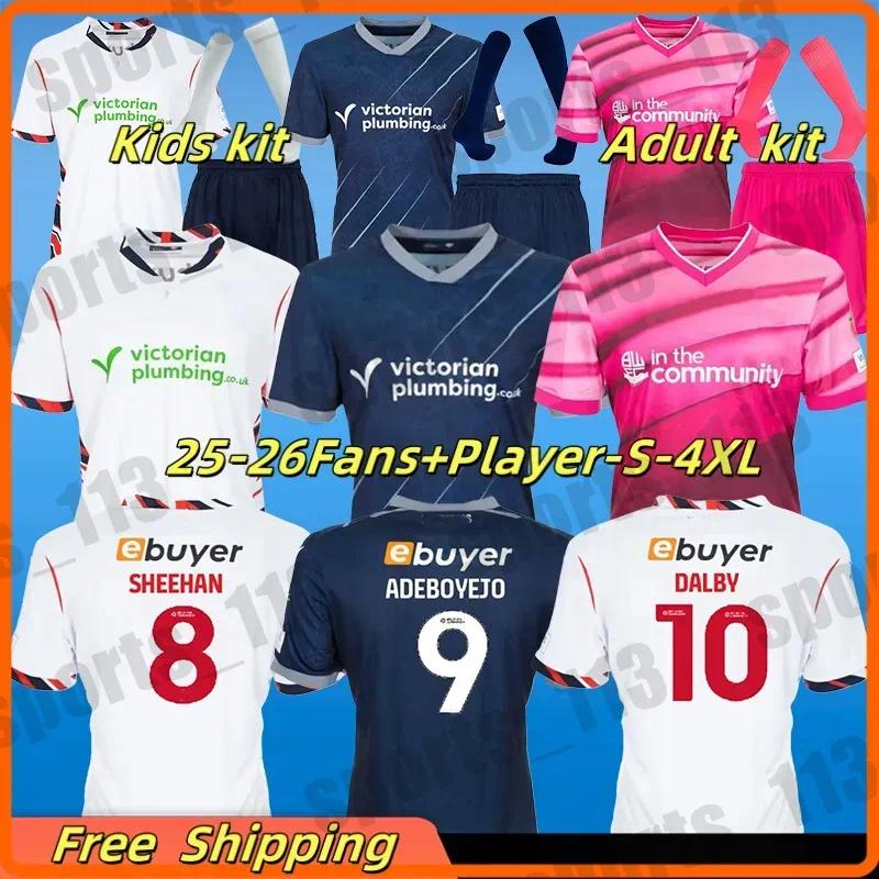 2025 2026 Bolton Wanderer Soccer Jerseys DALBY Home Away Shirt SHEEHAN ADEBOYEJO 25 26 Football Shirt GALE RANDALL adult Kit Tops Trikot MENDES GOMES Men kids kit