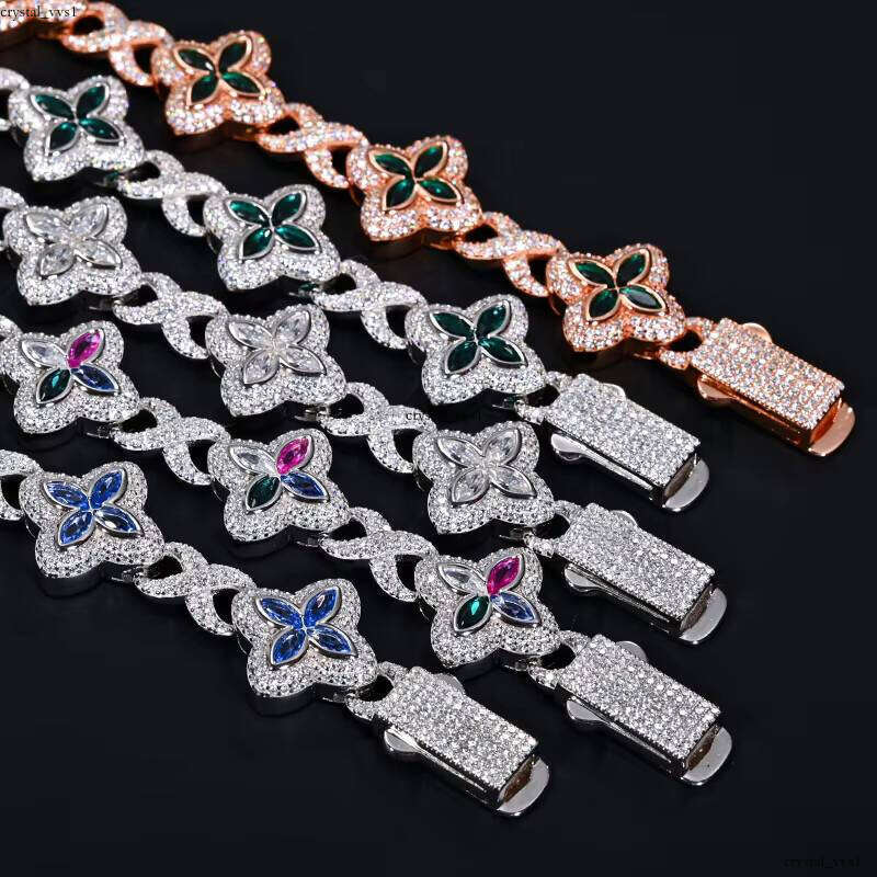 Hot Sale Men's Trendy 18mm 925 Sterling Silver Iced Hip Hop Infinity Clover Cuban Bracelet IGI VVS Moissanite Necklace shi - view 6