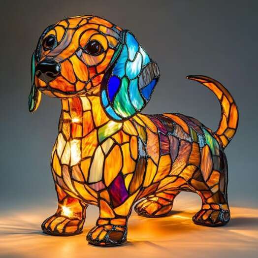 New Dog Series Resin Ornaments, LED Night Lights, Artistic Animal Sculptures, Creative Home and Desktop Decorations