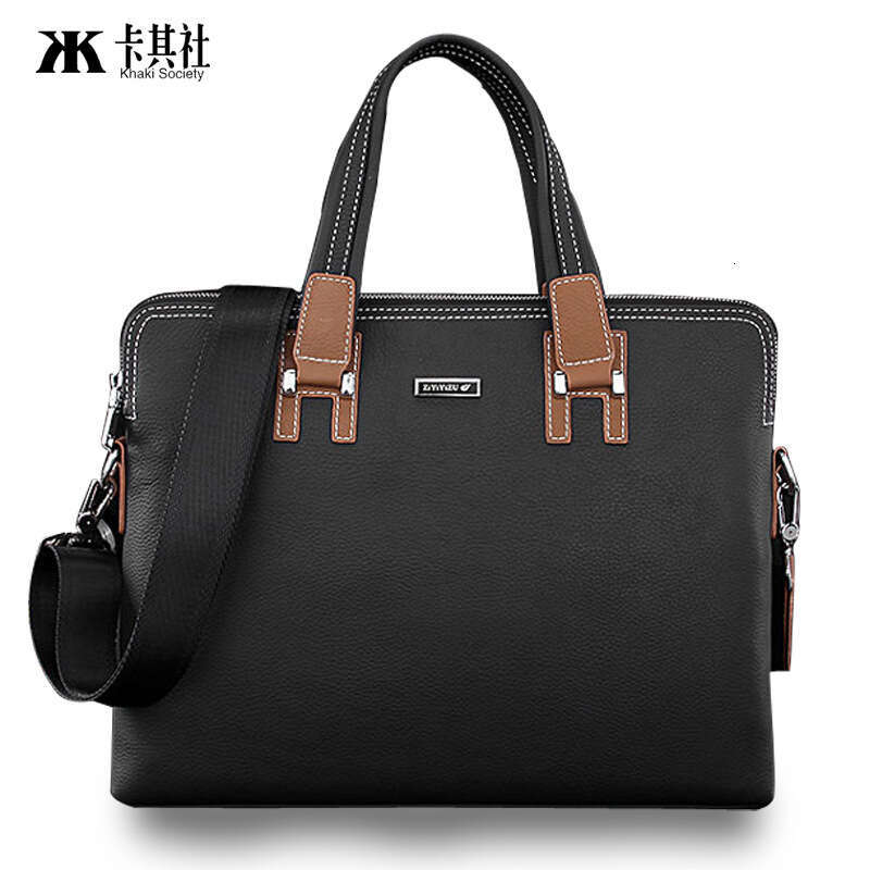 Luxury Shoulder Bag Handbag Hobo Manufacturer Direct Sales Men's Trendy Genuine Leather Business Leisure Document Baotou Layer Leather Horizontal
