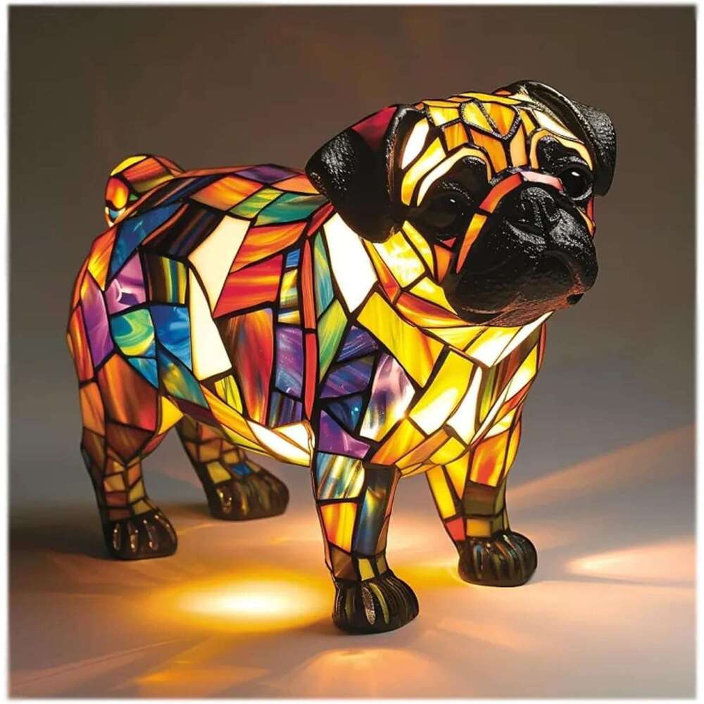 New Dog Series Resin Ornaments, LED Night Lights, Artistic Animal Sculptures, Creative Home and Desktop Decorations