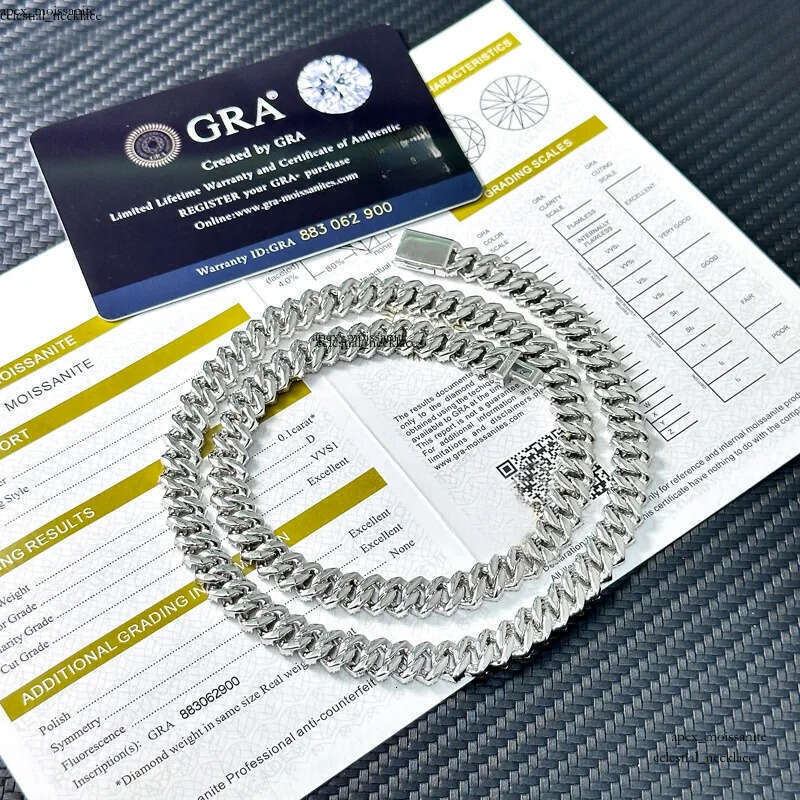 Miami Moissanite Cuban Link Pass Dimond Tester 12Mm Wide Micro Paved 2 Row Diamond Iced Out Chain Necklace Rapper Hip Hop Gold Jewelry Chains For Men Women Gift 17