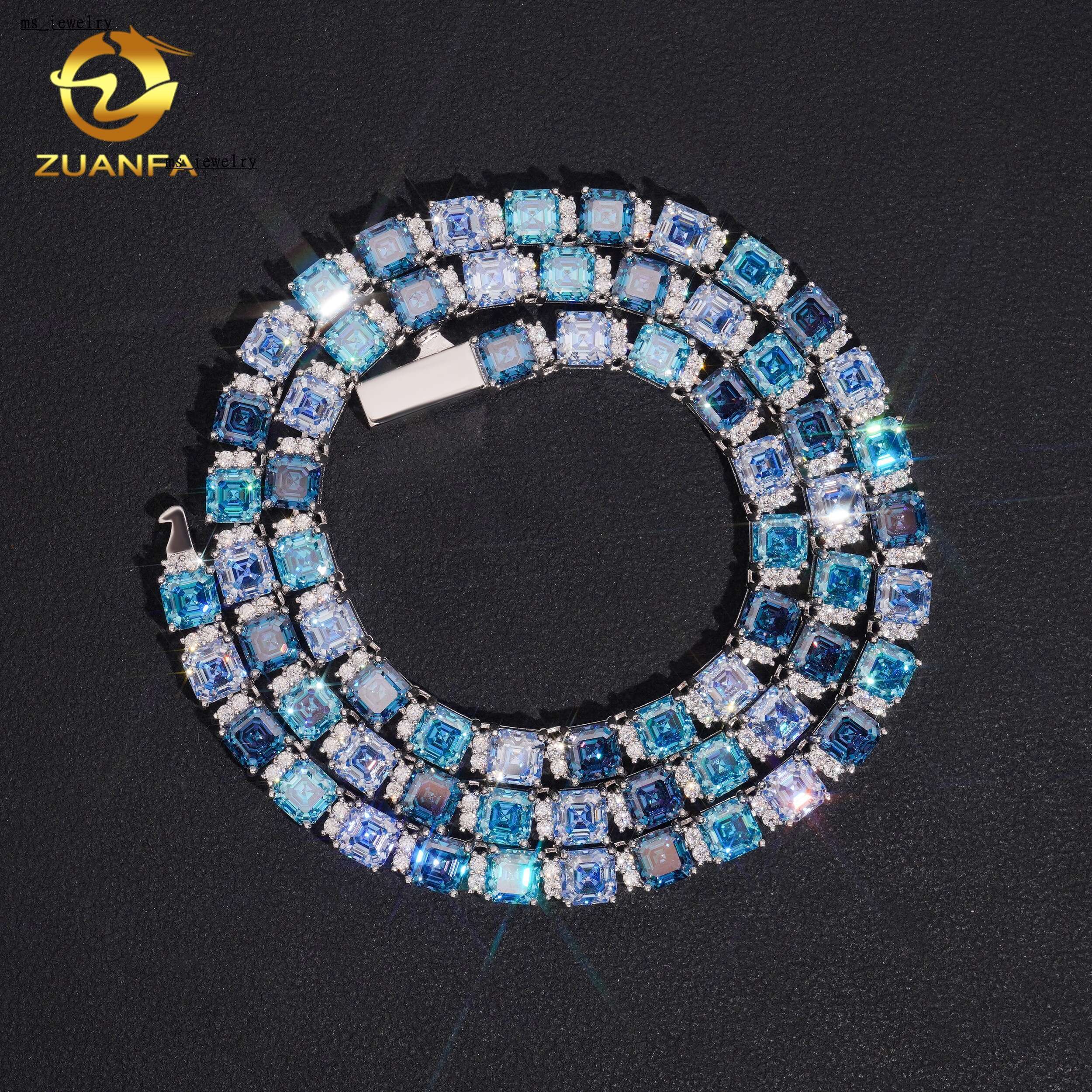 Pass Diamond Tetser 5mm Luxury Blue Moissanite Diamond Tennis Chain 925 Silver Tennis Necklace Fashion Jewelry for Men Women