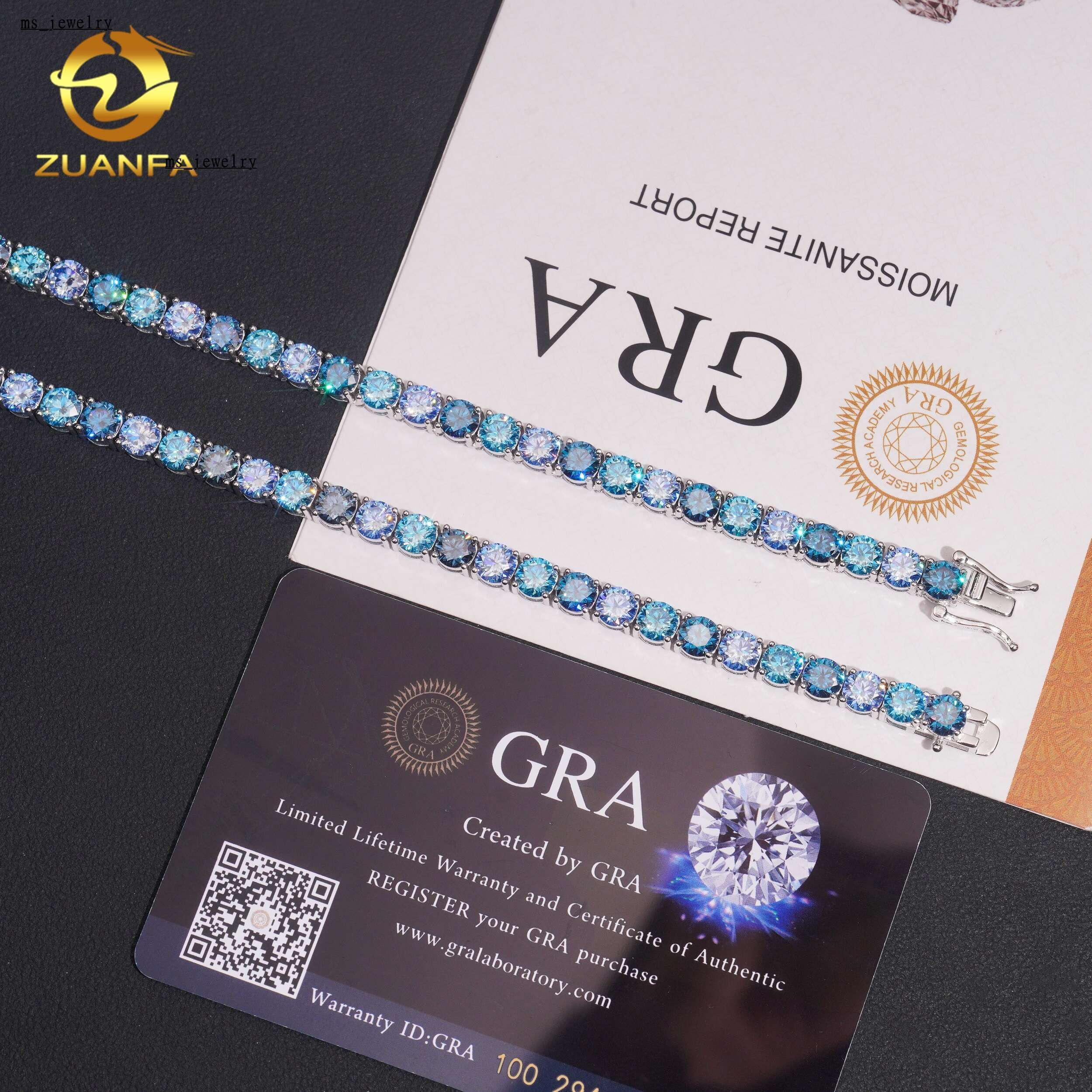 Pass Diamond Tetser 5mm Luxury Blue Moissanite Diamond Tennis Chain 925 Silver Tennis Necklace Fashion Jewelry for Men Women