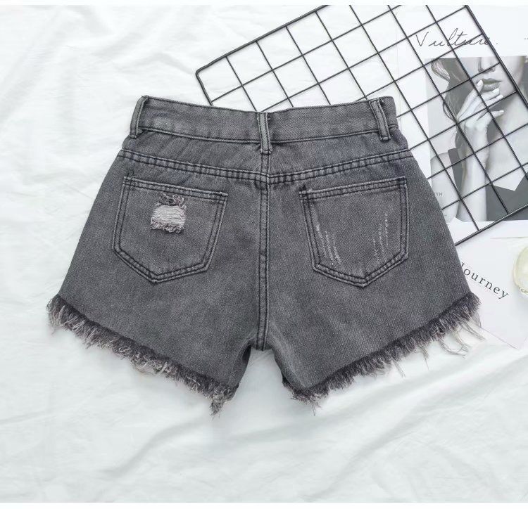Women's Plus Size Denim Shorts - Loose Wide-Leg Fit for Curvy Figures Up to 200 Lbs, Summer Slimming Black Trendy Hot Pants