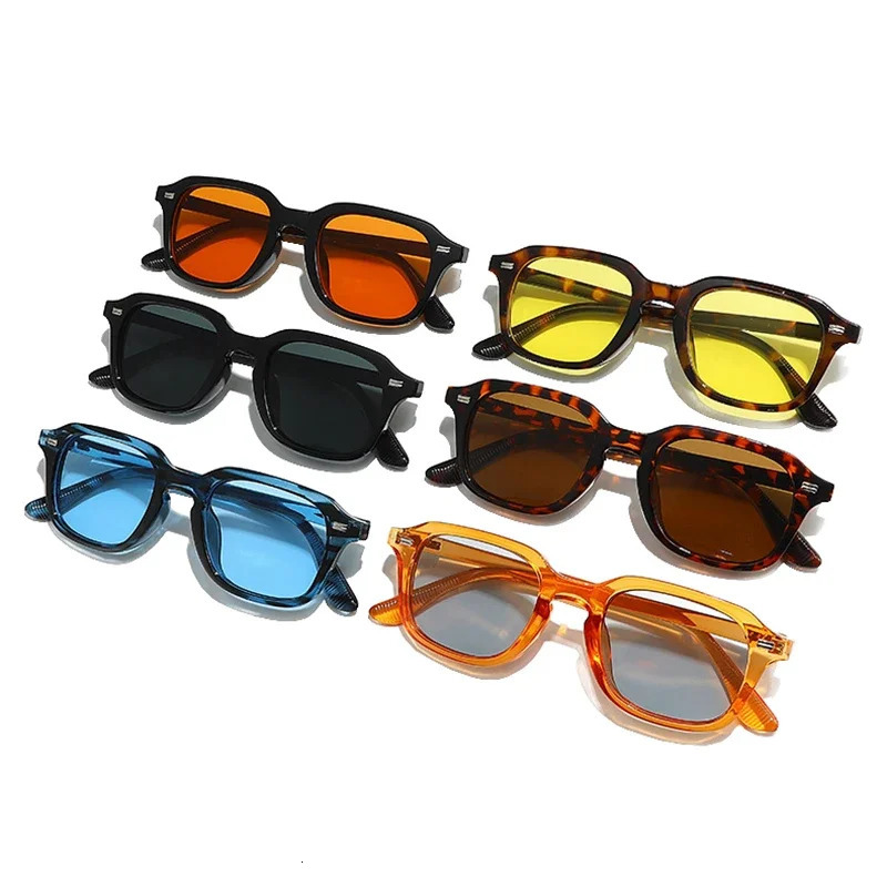 JNPCXI Square Candy Color Women Sunglasses Retro Rivets Men Trending Orange Sun Glasses Shades UV400 251230