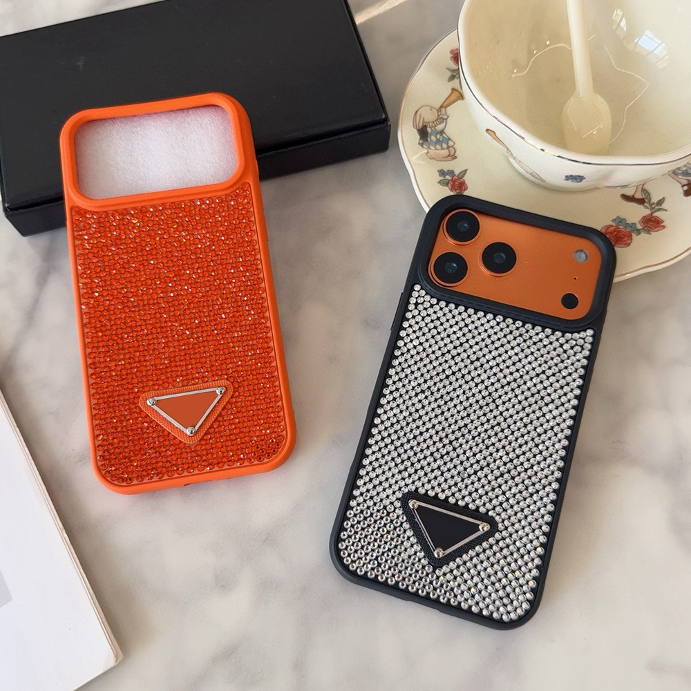 with diamonds 17 Pro Max Phone Case letter Designer embossing Leather iPhone Case with for iPhone 16 ProMax Cases Apple 15 14 Plus Cell Phone Cases Mobile Cover