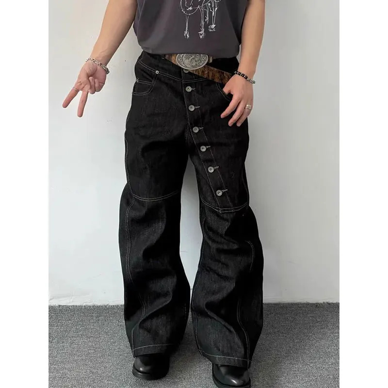 Black Womens Jeans High Waist Vintage Straight Autumn Y2K Classic Pants Streetwear American Wide Leg Baggy Denim Trouser Z260313