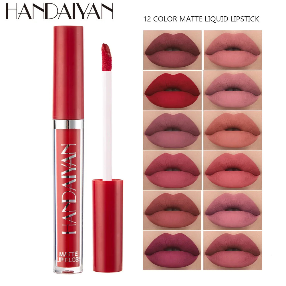 Handaiyan 12 Colors Matt Lip Gloss Longlasting Red Nude Lipstick Liquid matte Waterproof Lipgloss Makeup 251231