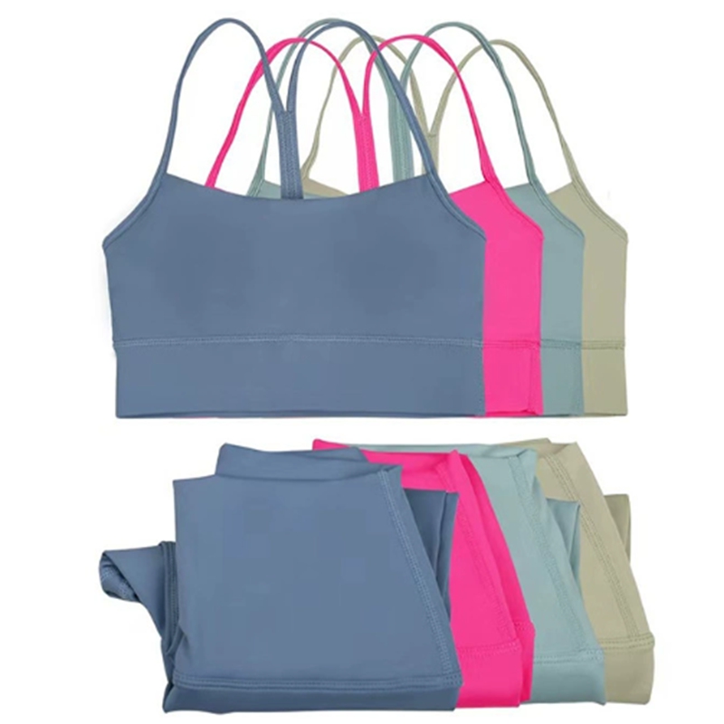 Lycra fabric women's yoga sports bra shock-absorbing vest high waist tight pants set push up jogging fitness sportswear gym Y-shaped bra leggings lingerie Top