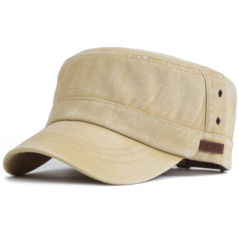 Washed Cotton Military Caps Casual Flat Top Hat Men Women Cadet Army Cap Adjustable Unique n Vintage Four Seasons 251230 - view 6