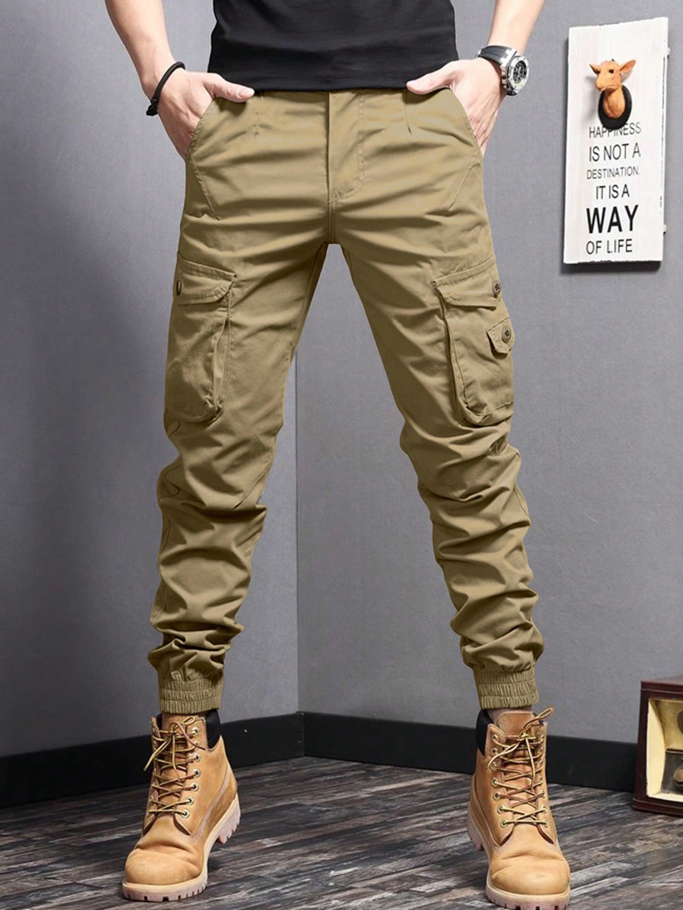 WOZK workwear pants men's 2026 new summer trendy brand casual pants drawstring straight leg pants designer