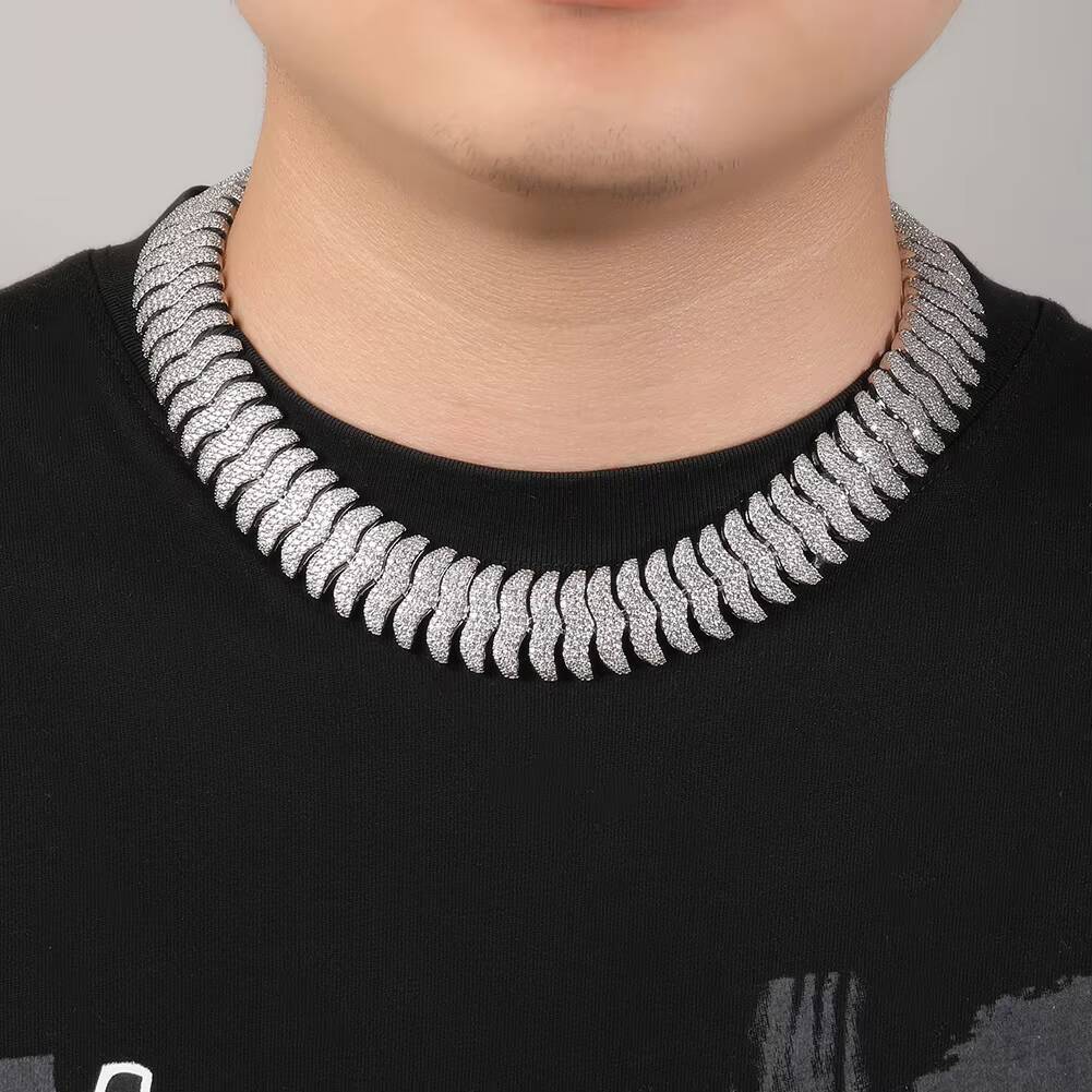20mm Wide Centipede Cuban Chain Necklace Jewelry Miami Cuban Link Chain Hip Hop Jewelry Iced Out Moissanite 925silver Jewelry