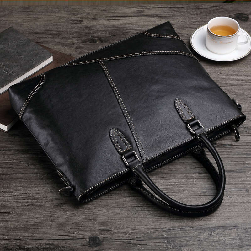 Luxury shoulder bag handbag Hobo new men's briefcase leather business briefcase horizontal top layer cowhide leather bag SENYY
