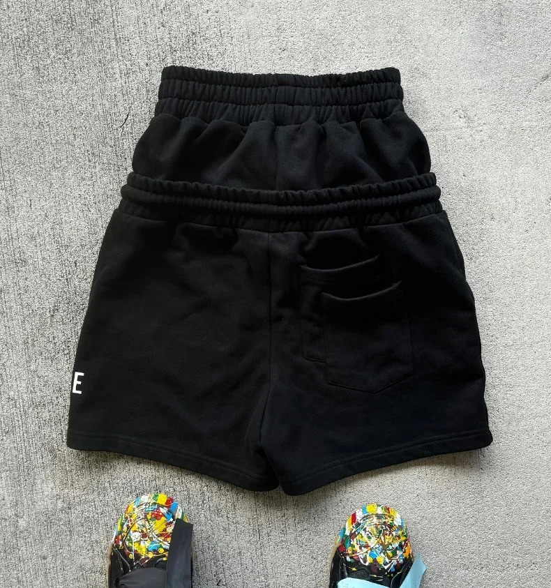 Summer style drawstring double-ended pants American retro washed personalized printed casual shorts trendy retro loose pants 251230