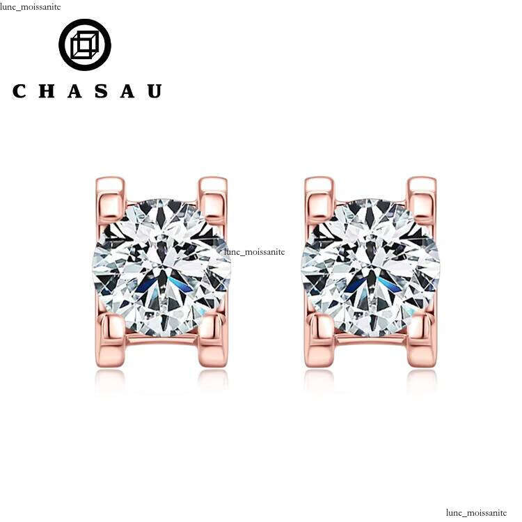VVS Moissanite 5mm 0.5ct 0.5 CT D Color Carbonite 925 Sterling Silver Vintage Anti-Allergy Stud Earrings for Women