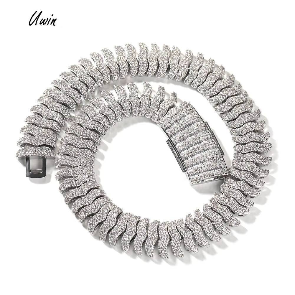 20mm Wide Centipede Cuban Chain Necklace Jewelry Miami Cuban Link Chain Hip Hop Jewelry Iced Out Moissanite 925silver Jewelry