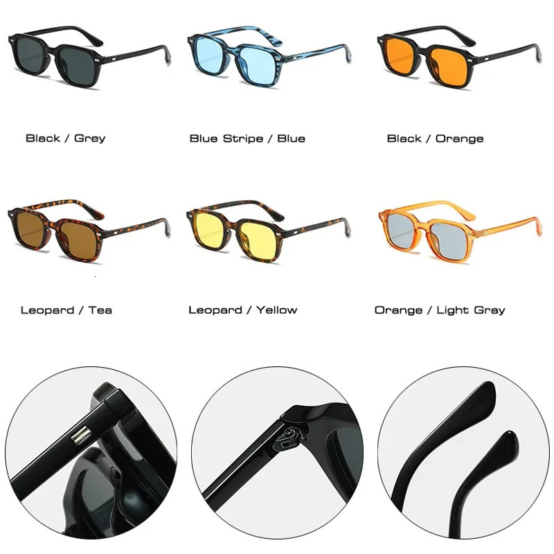 JNPCXI Square Candy Color Women Sunglasses Retro Rivets Men Trending Orange Sun Glasses Shades UV400 251230