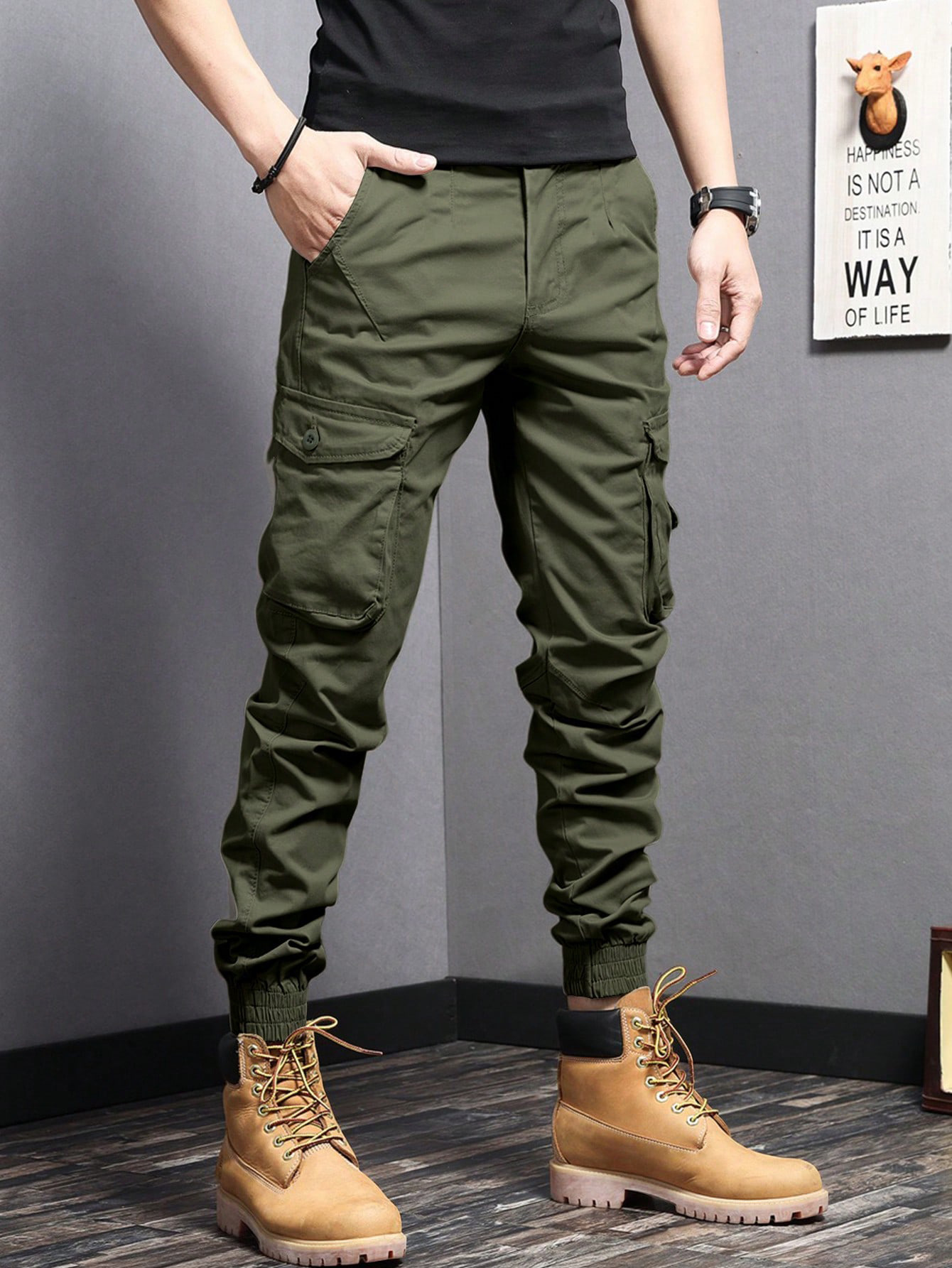 WOZK workwear pants men's 2026 new summer trendy brand casual pants drawstring straight leg pants designer