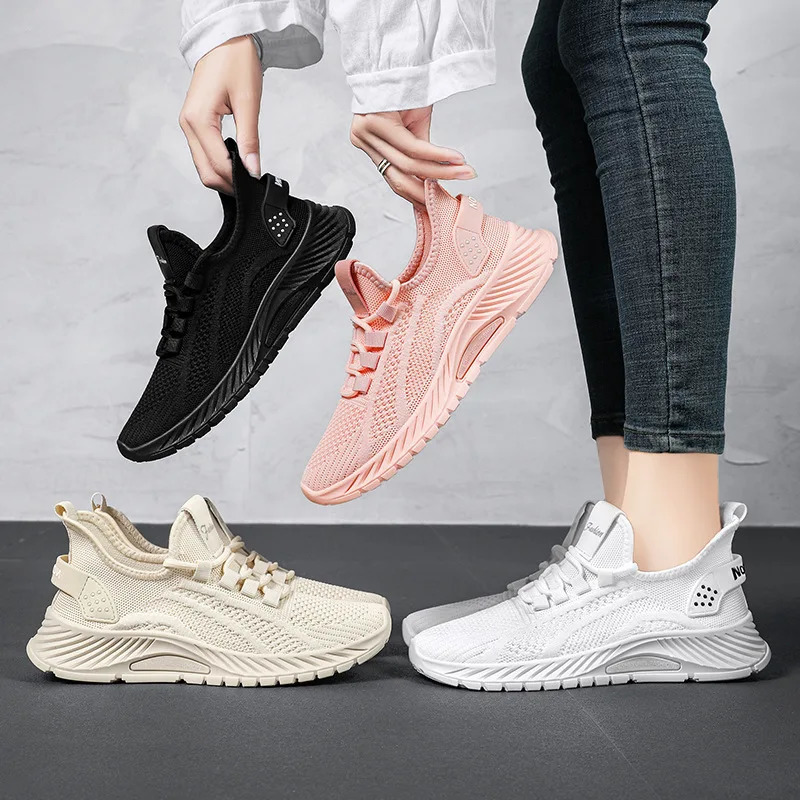 Women Casual Shoes Fashion Breathable Walking Mesh Flat Shoes Sneakers Women Gym Vulcanized Shoes White Female Footwear 251226