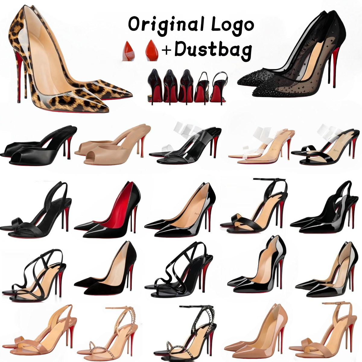 heel Women Dress Shoes Slingback Pumps Ladies Sling Genuine luxury Leather Sandals Red Peep Toes Red Bottomheels Party Shoes Wedding Mules 6cm 8cm 10cm 12cm