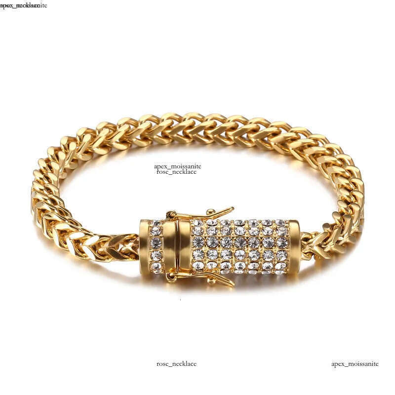 cuban link chains necklaces designer necklace for men Circular buckle with diamond stainless steel non tarnish plated gold chain 6mm wide hip hop rapp