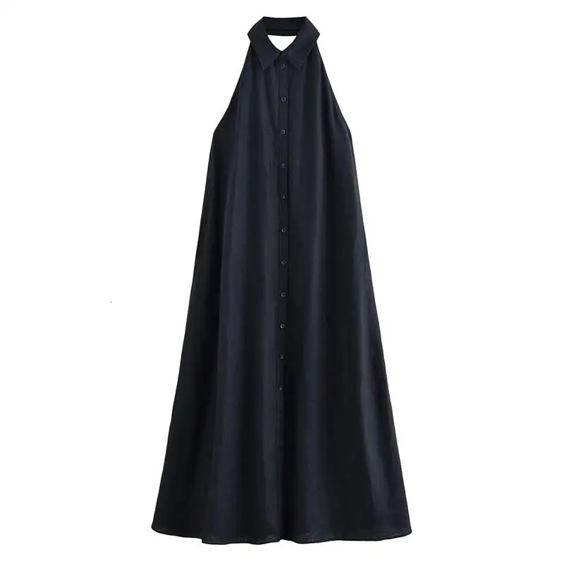 Dresses Summer Womens 2025 Neck-Hanging Elegant Long Holiday Dress Women Street Chic Youth Loose Fashion Dress 251230
