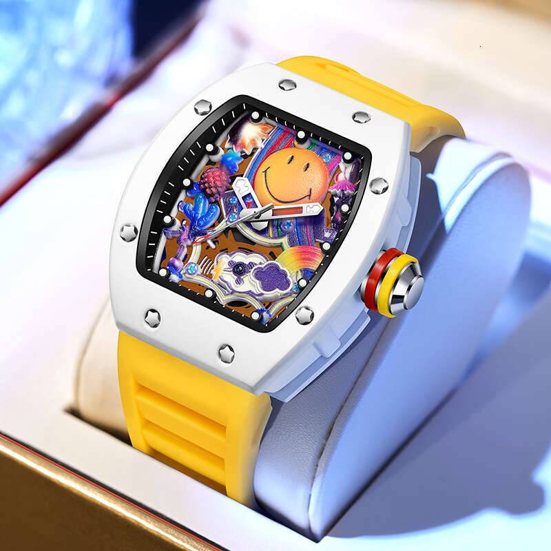 New Miller smiley face bucket shaped men's fashion watch with luminous waterproof frame quartz watch