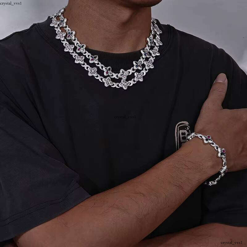Hot Sale Men's Trendy 18mm 925 Sterling Silver Iced Hip Hop Infinity Clover Cuban Bracelet IGI VVS Moissanite Necklace shi - view 5