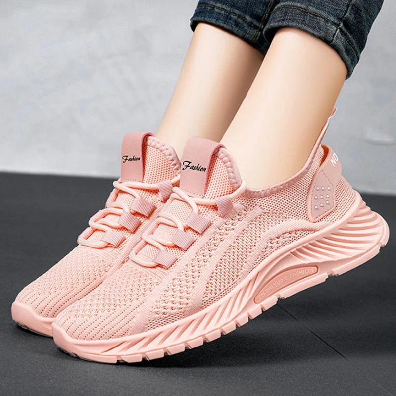 Women Casual Shoes Fashion Breathable Walking Mesh Flat Shoes Sneakers Women Gym Vulcanized Shoes White Female Footwear 251226