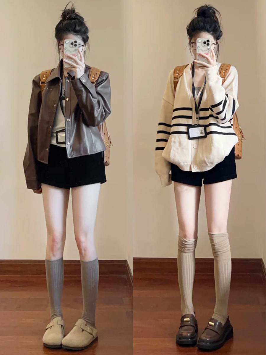 Women's 2026 New Spring & Autumn Black Tailored Shorts - High-Waisted A-Line Slim-Fit Outerwear Edgy Trendy Hot Pants