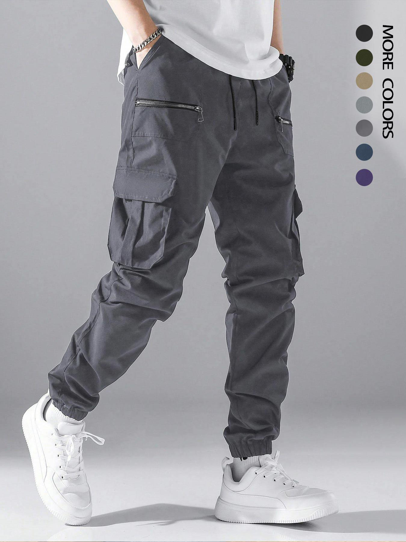 WOZK Men's Fashion Work Pants Multi Pocket Sports Tactical Pants Leg Tight Casual Pants