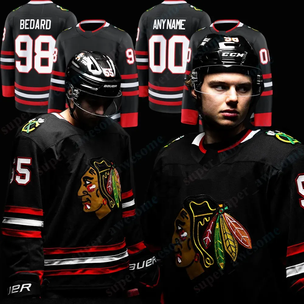 #98 ConnorS Bedard chicago BLACK FRIDAY hockey jersey blackhawksS jersey Artyom Levshunov Frank Nazar Spencer Knight Teuvo Teravainen Alex Vlasic Jason Dickinson