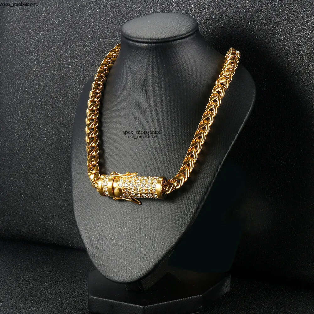 cuban link chains necklaces designer necklace for men Circular buckle with diamond stainless steel non tarnish plated gold chain 6mm wide hip hop rapp