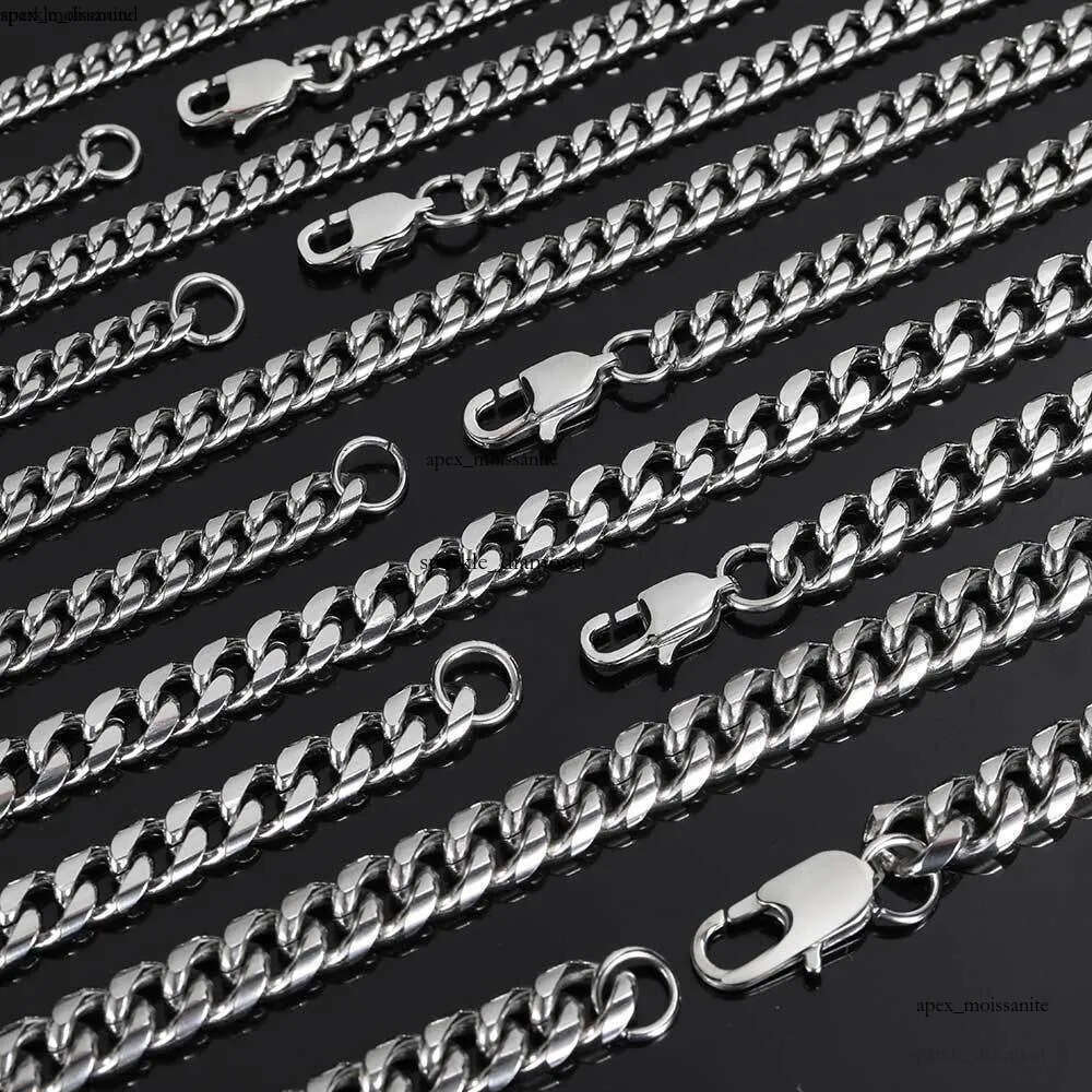 18K Miami Cuban Link Chain For Men Punk Gold Chains Stainless Steel Choker Necklace Hip Hop Jewelry Gift 5Mm 16-30 7f