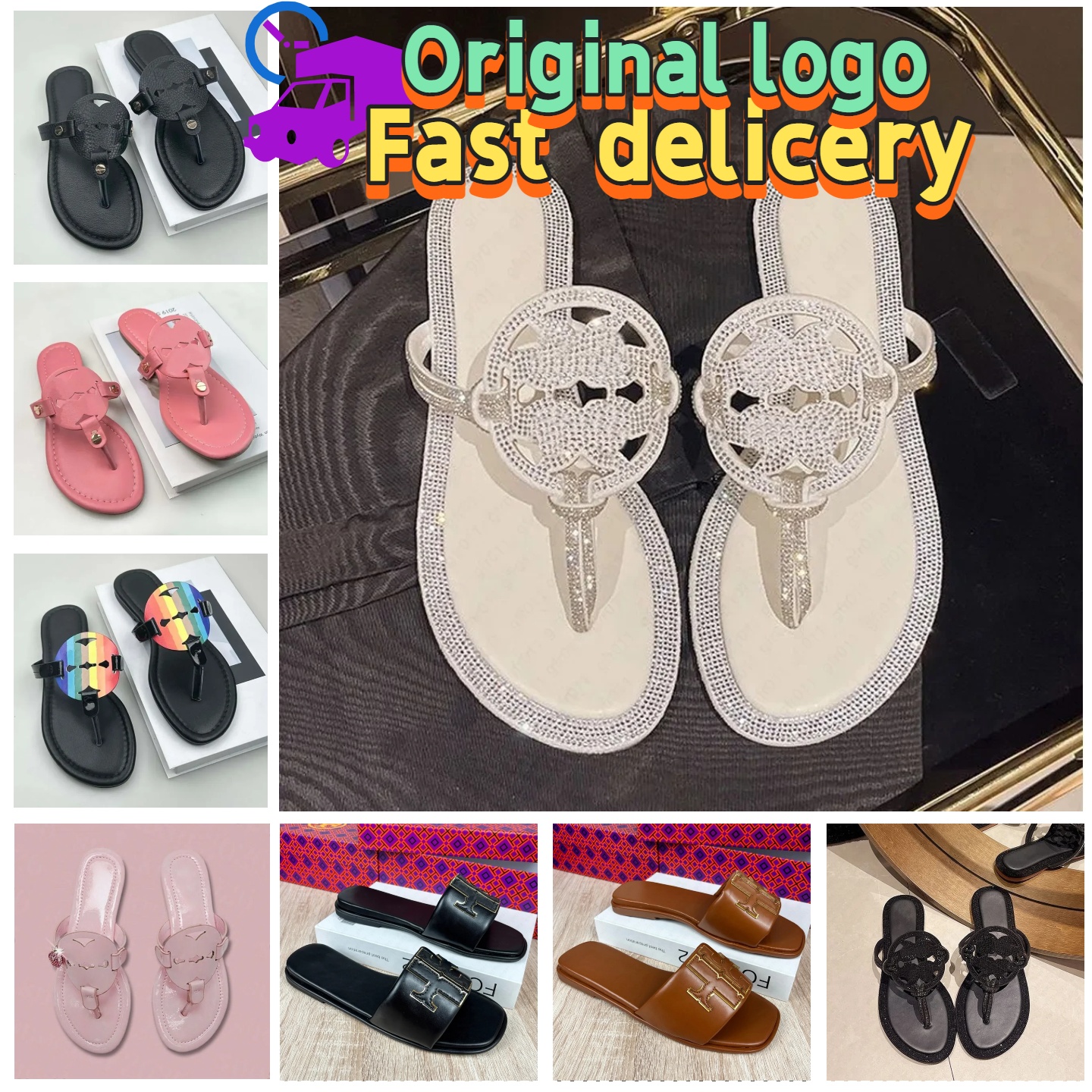 2026 Tb designer Slides sandals Womens Summer Beach Casual sandals Flat Bottom Shoes New Designer Flip Flops Printed Jelly Rubber Leather Women Dress Shoes