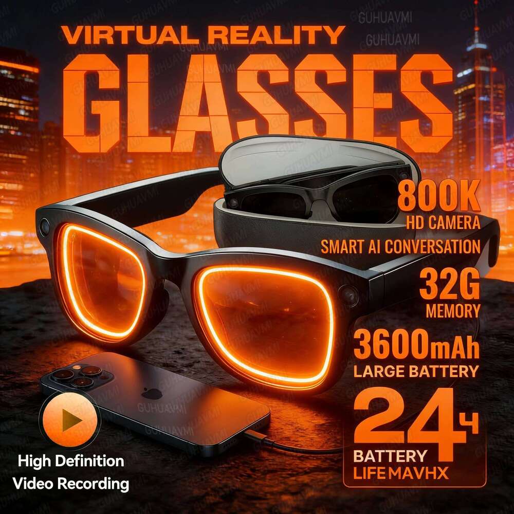 2026 Ultra AI Smart Glasses 1200P Camera ChatGPT Voice Assistant 32GB Storage Real-time Translation Bluetooth Music Sunglasses FREEHONG