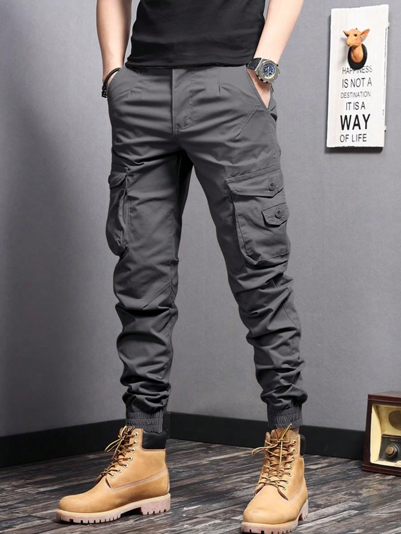 WOZK workwear pants men's 2026 new summer trendy brand casual pants drawstring straight leg pants designer