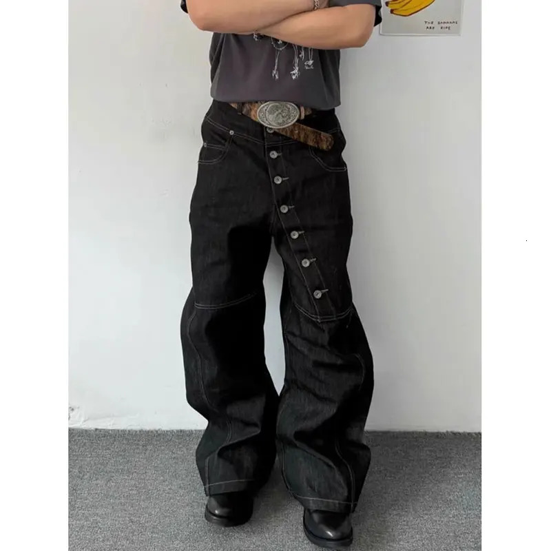Black Womens Jeans High Waist Vintage Straight Autumn Y2K Classic Pants Streetwear American Wide Leg Baggy Denim Trouser Z260313