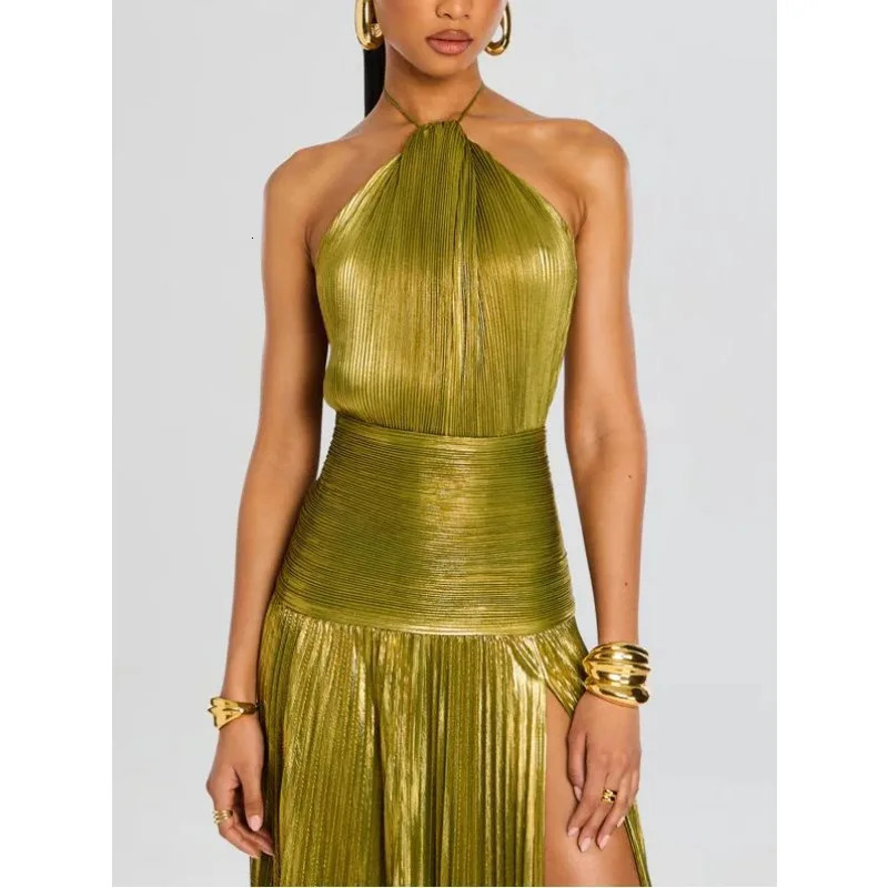 Luxurious Women Corset Party Cocktail Dress Sexy Off Shoulder Halter Folds Slit Guest Celebrity Long Prom Gown 251231