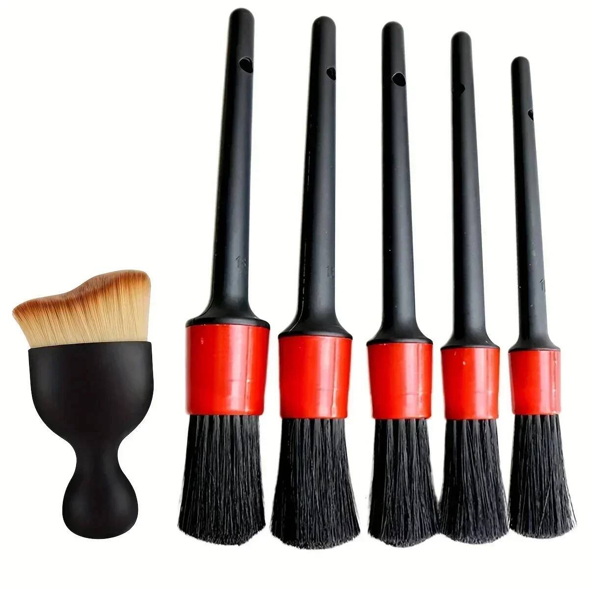Update 6Pcs Wash Detailing Brush Set Multipurpose Auto Cleaning Brushes For Wheels Dashboard Vents Interior Exterior Car Accessorie