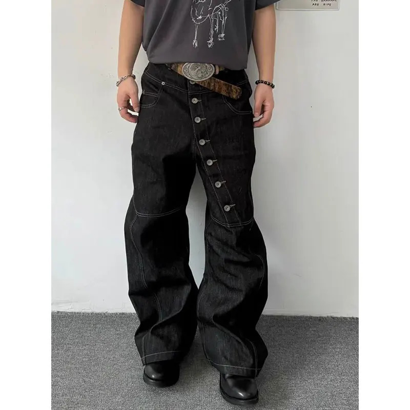 Black Womens Jeans High Waist Vintage Straight Autumn Y2K Classic Pants Streetwear American Wide Leg Baggy Denim Trouser Z260313