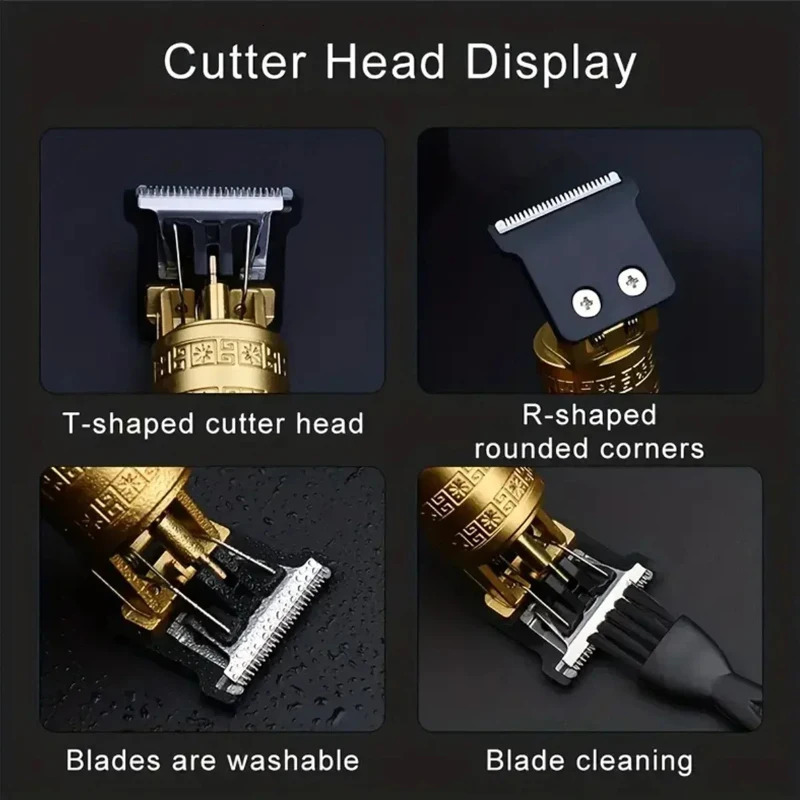 Mens Vintage Trimmer T9 Carving Rechargeable Barber Electric Professional Hair Beard Trimmer/Metal Haircut Clipper 251230 C260312